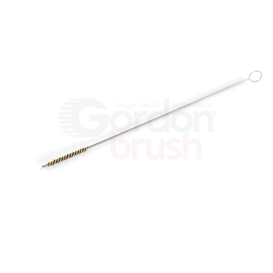 .080" Diameter Brass Filament and Stainless Steel Stem Single-Spiral brush with Ring Handle