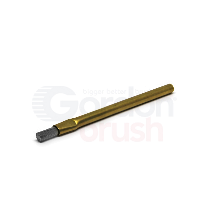1/4" Diameter, 0.006" Stainless Steel Bristle, Brass Handle and 1/2" Trim Brass Applicator Brush