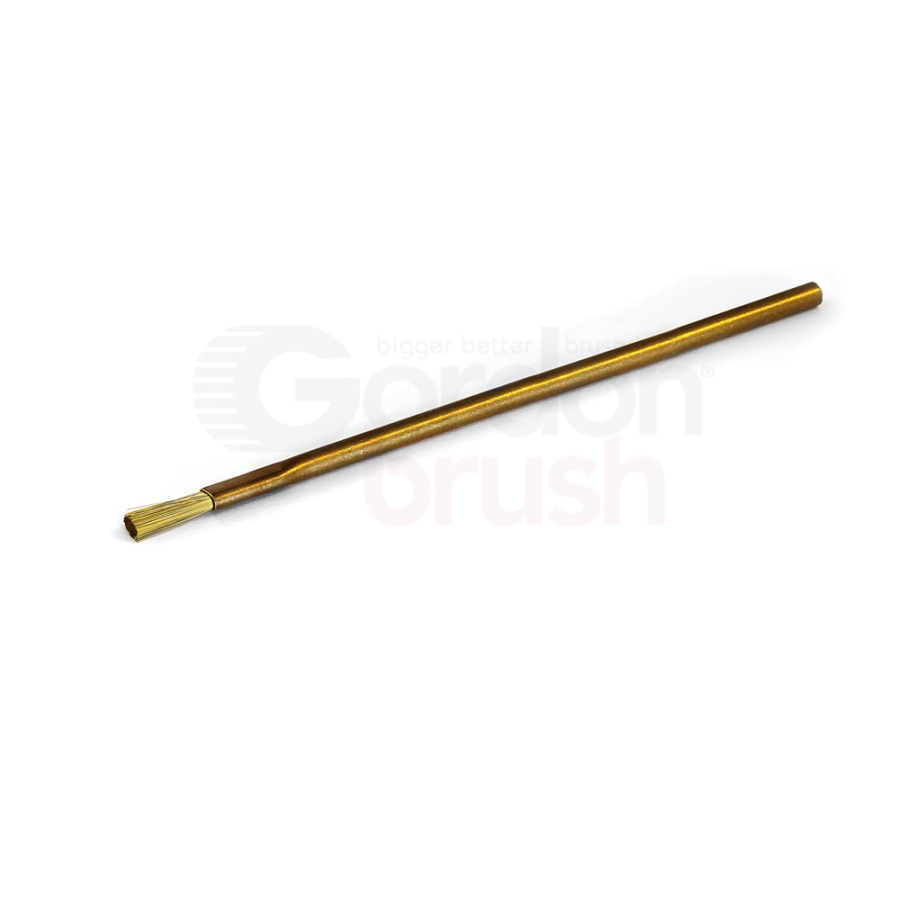 1/8" Diameter, .003" Brass Bristle, 3/8" Trim and Brass Handle Applicator Brush
