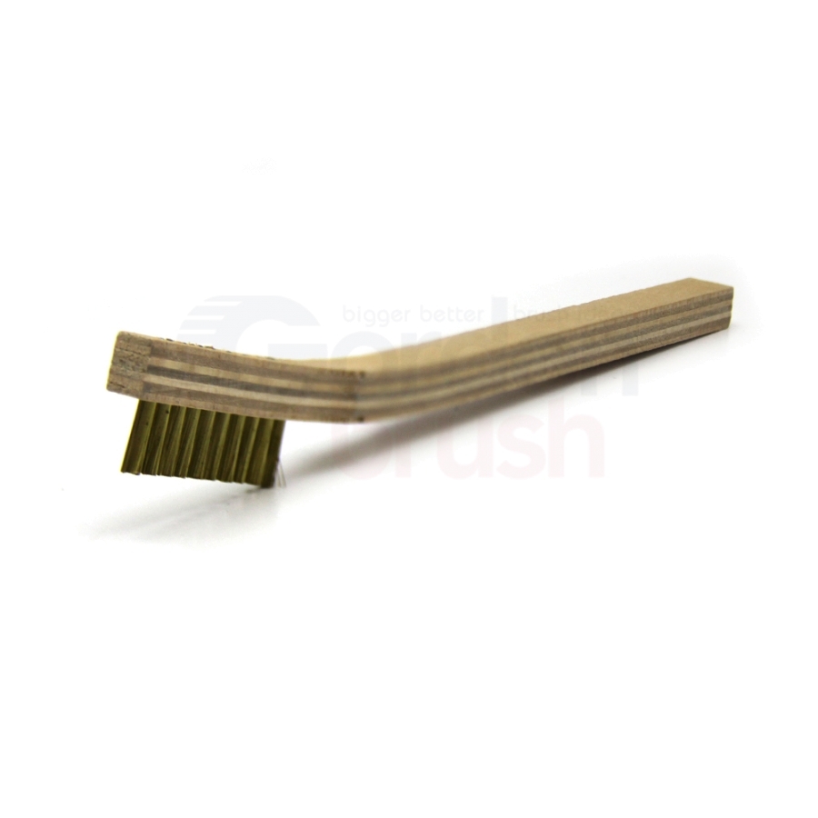 1 x 10 Row .003" Brass Bristle and Plywood Handle Scratch Brush