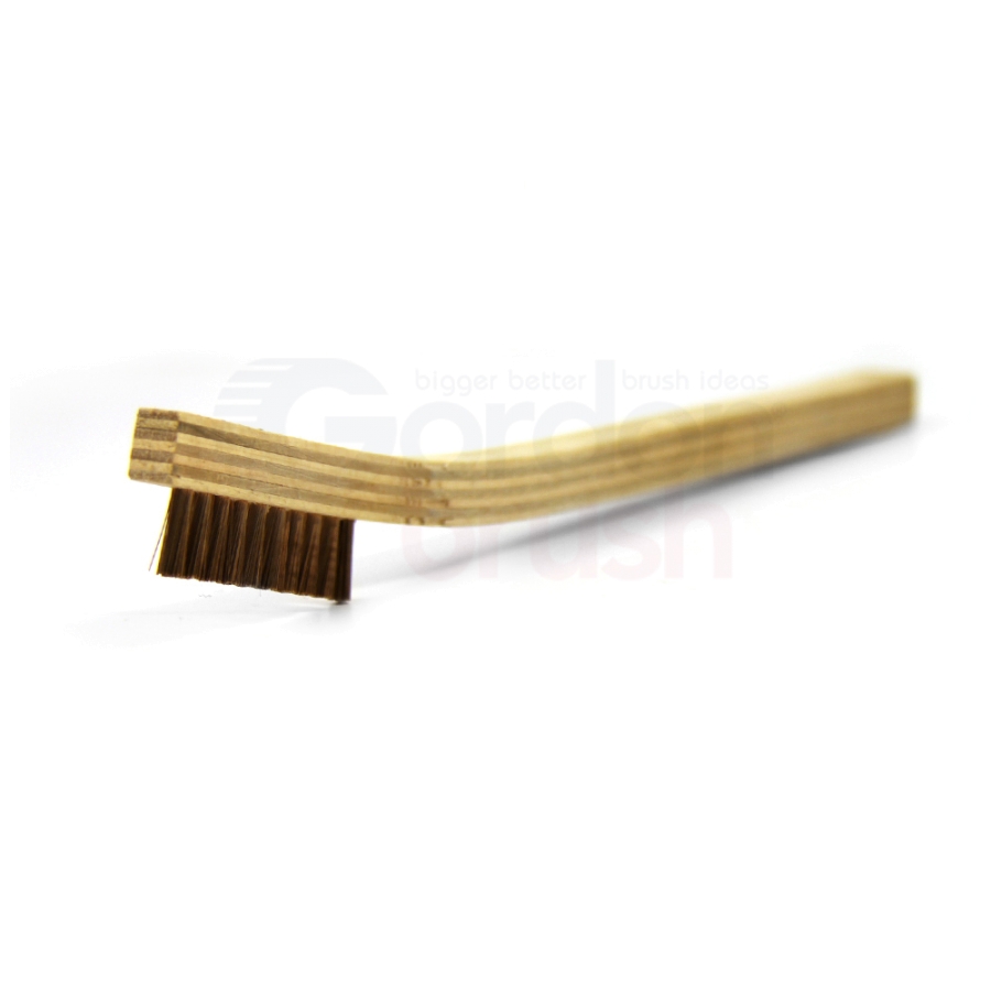 1 x 10 Row .006" Phosphor Bronze Bristle and Plywood Handle Scratch Brush