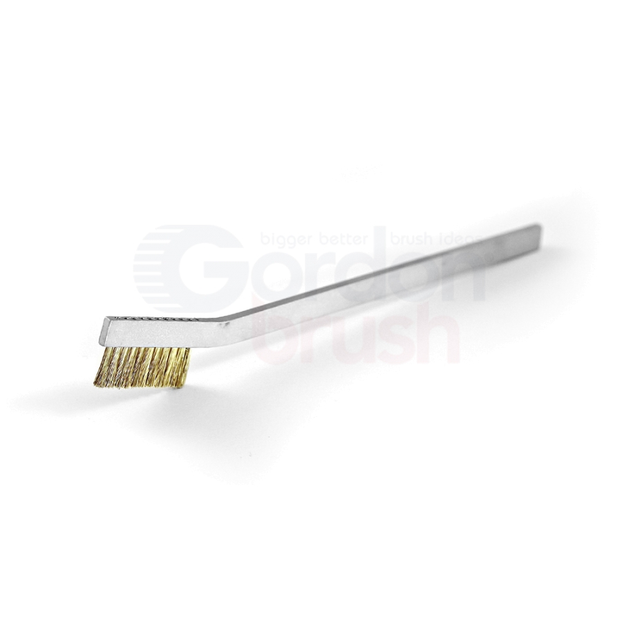 1 x 11 Row 0.003" Brass Wire and Aluminum Handle Hand-Laced Scratch Brush