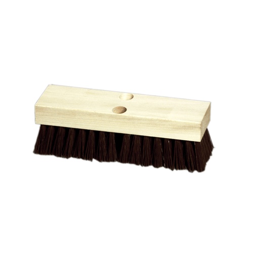 10" Wood Block Deck Scrub with Stiff Brown Polypropylene