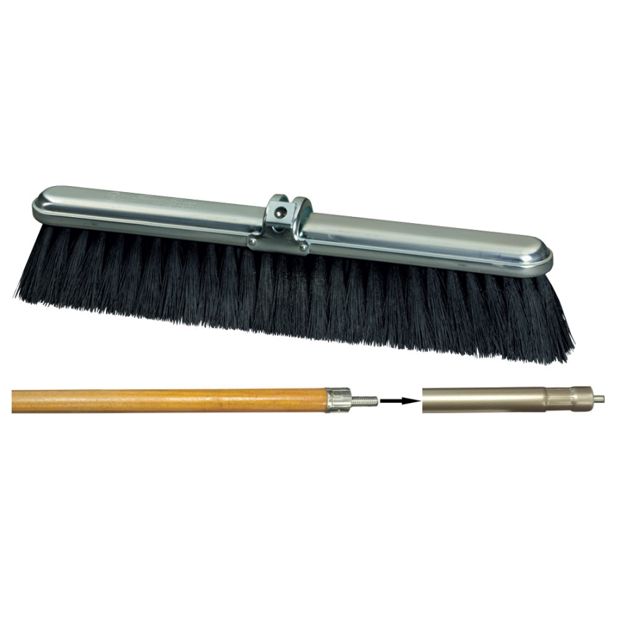18" Speed Sweep® Average Duty Poly Brush, Pak with Wood/Steel Sectional Handle, 3/8" Stud