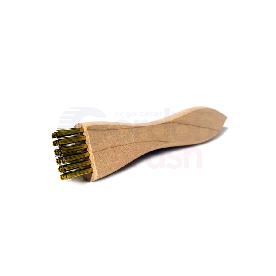 2 x 6 Row 0.006" Brass Bristle and Wood Handle Applicator Brush