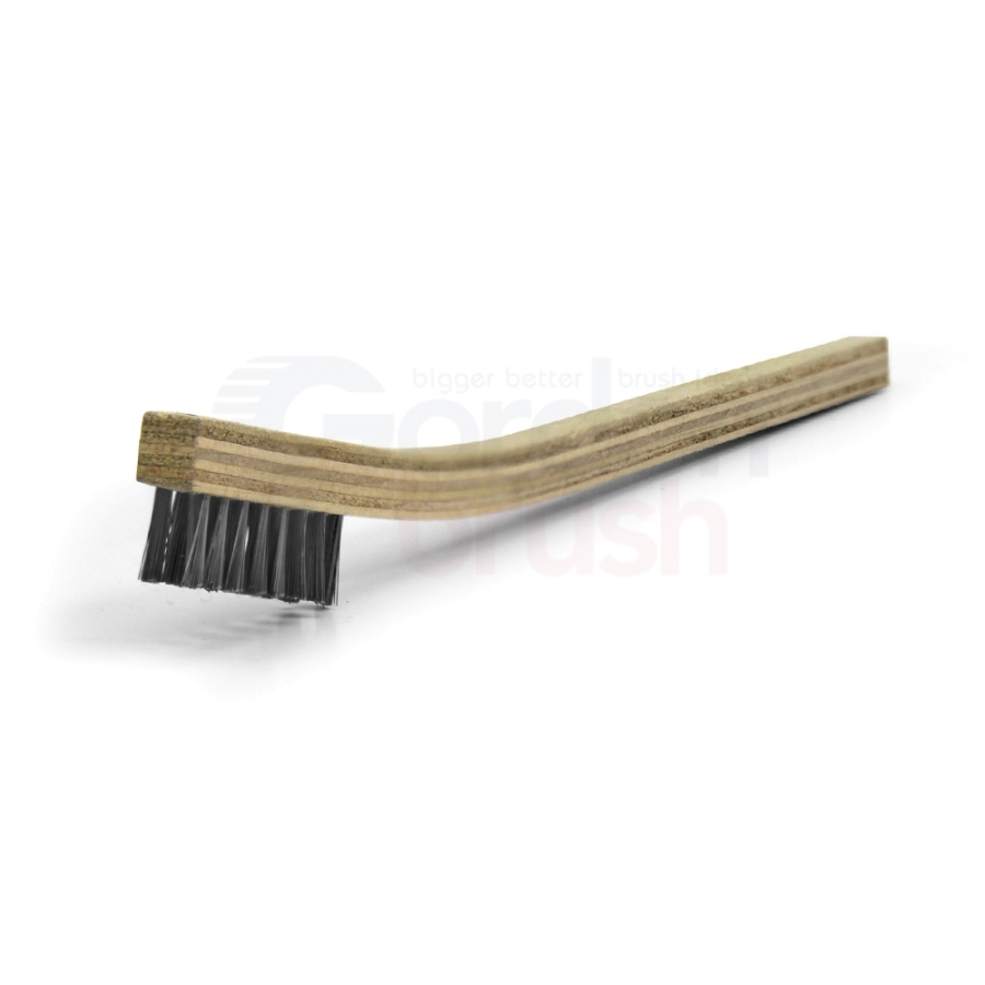 2 x 8 Row 0.003" Stainless Steel and Plywood Handle Scratch Brush