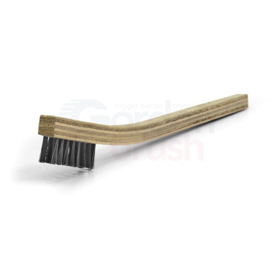 2 x 8 Row 0.006" Stainless Steel Bristle and Plywood Handle Scratch Brush