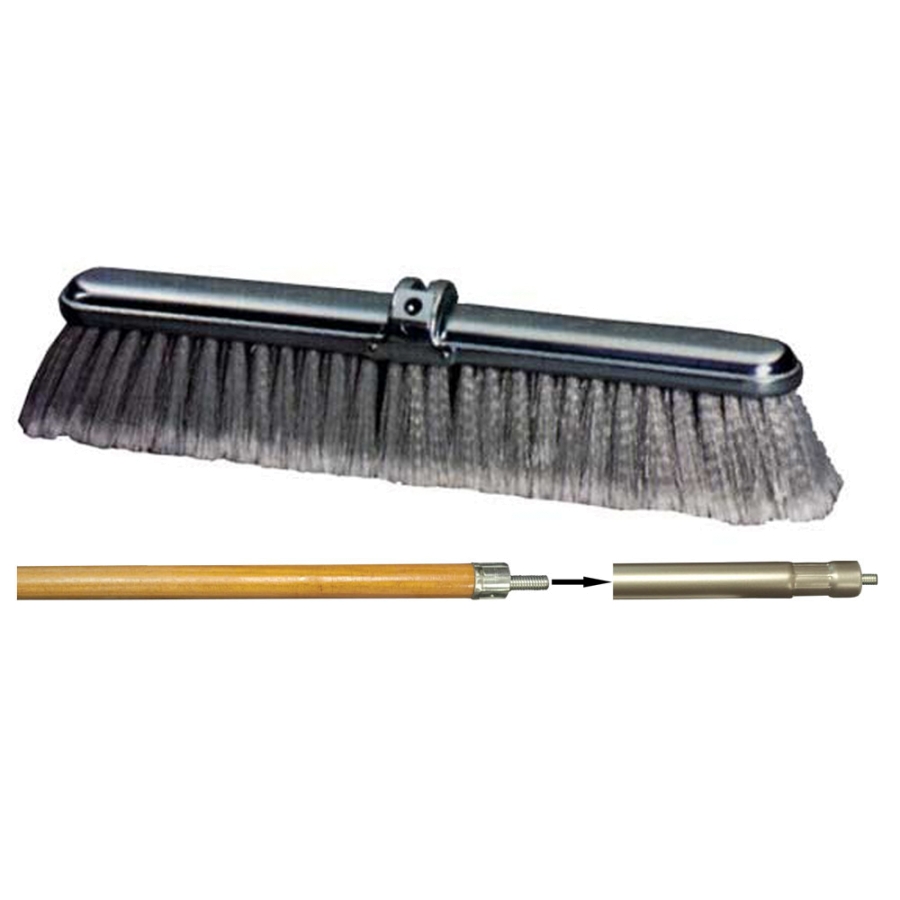 24" Speed Sweep® Fine Duty Flagged Polystyrene, Pak with Wood/Steel Sectional Handle, 3/8" Stud