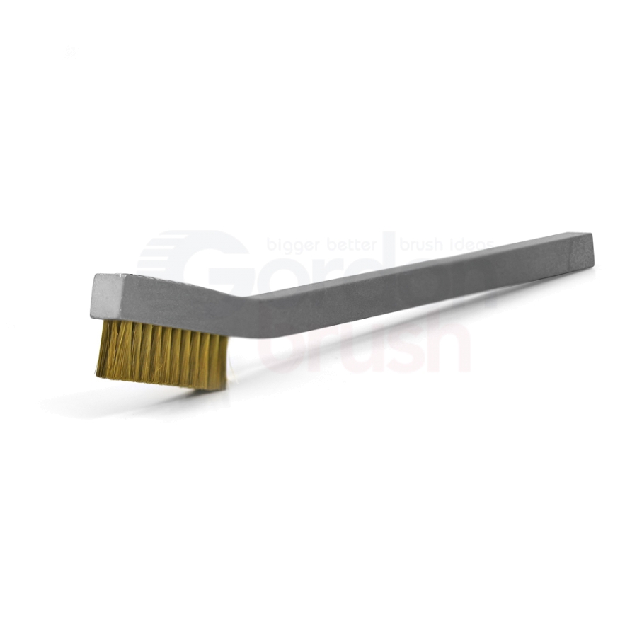 3 x 11 Row 0.003" Brass Wire and Aluminum Handle Hand-Laced Scratch Brush