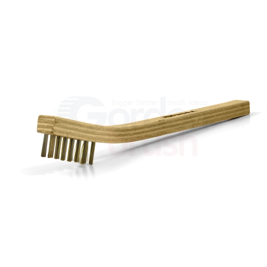 3 x 7 Row 0.006" Brass Bristle and Plywood  Handle Scratch Brush
