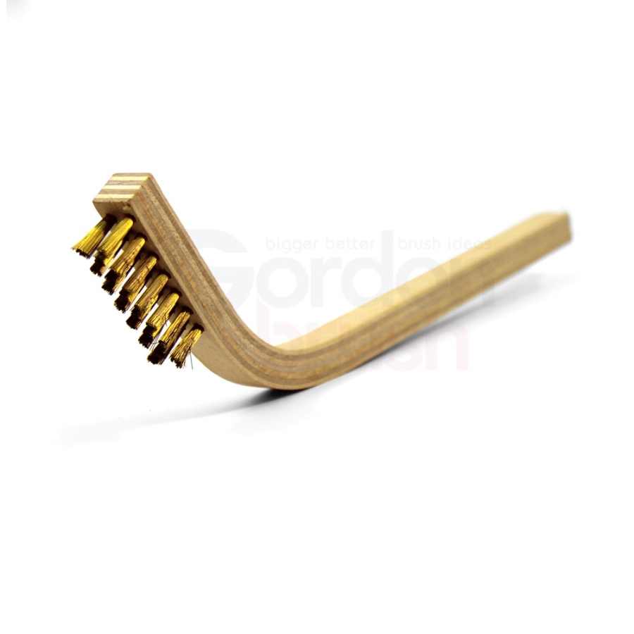 3 x 7 Row 0.006" Brass Wire and 60° Bent Handle Scratch Brush