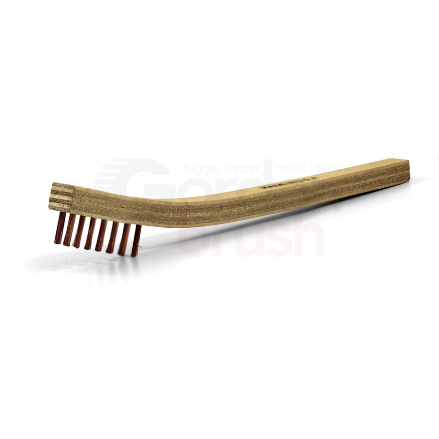 3 x 7 Row 0.006" Phosphor Bronze Bristle and Plywood Handle Scratch Brush