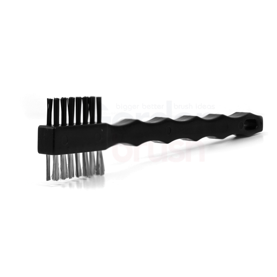 3 x 7 Row 0.006" Stainless Steel and 0.018" Nylon Bristle, Plastic Handle Double-Headed Brush