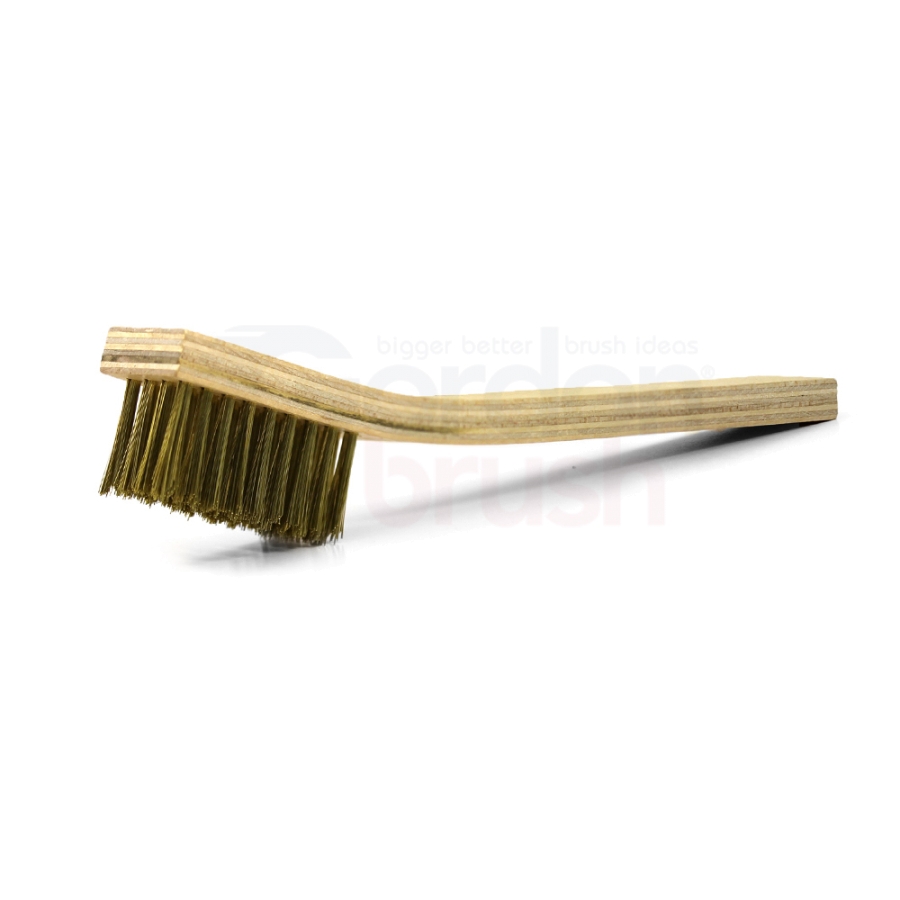 4 x 9 Row 0.008" Brass Bristle and Plywood Handle Large Scratch Brush