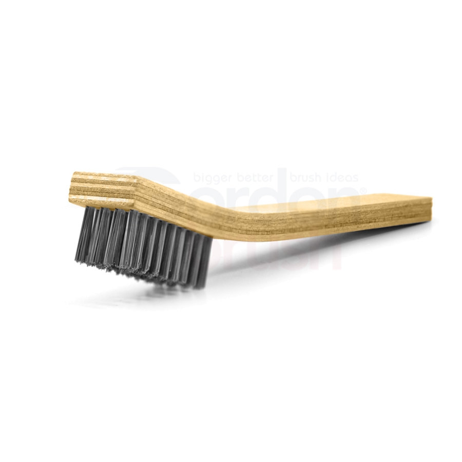 4 x 9 Row 0.008" Stainless Steel Bristle and Plywood Handle Large Scratch Brush