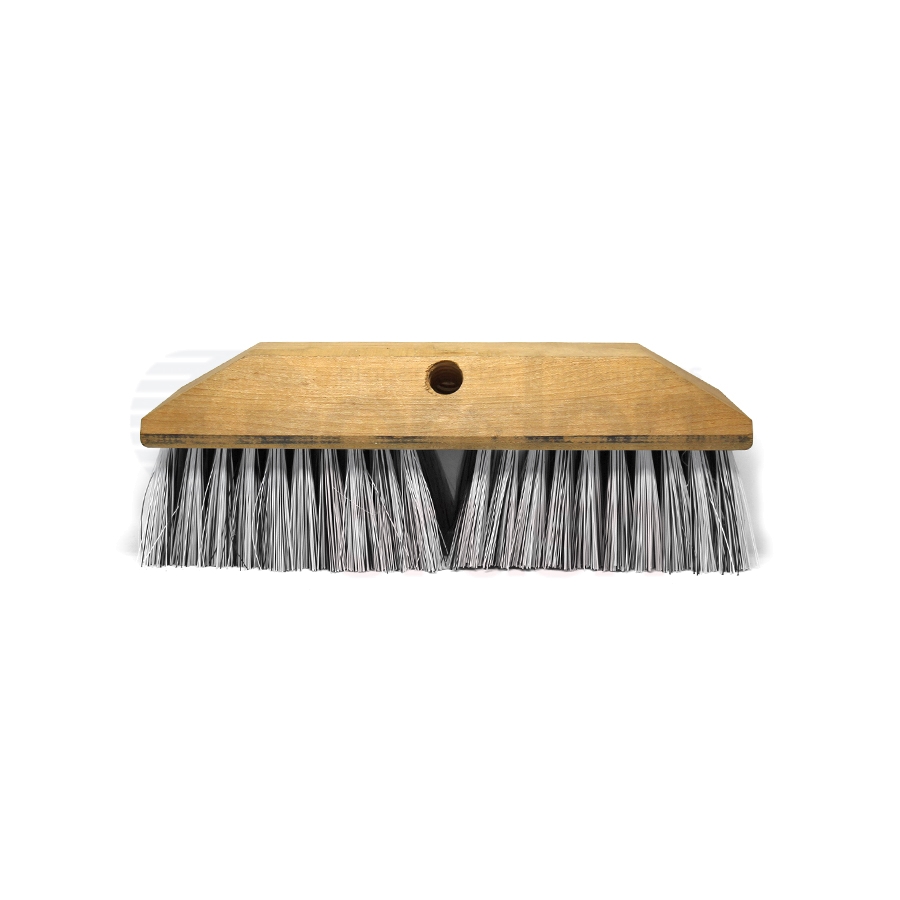 Grey Nylon Bristle and Wood Block Scrub Brush Head