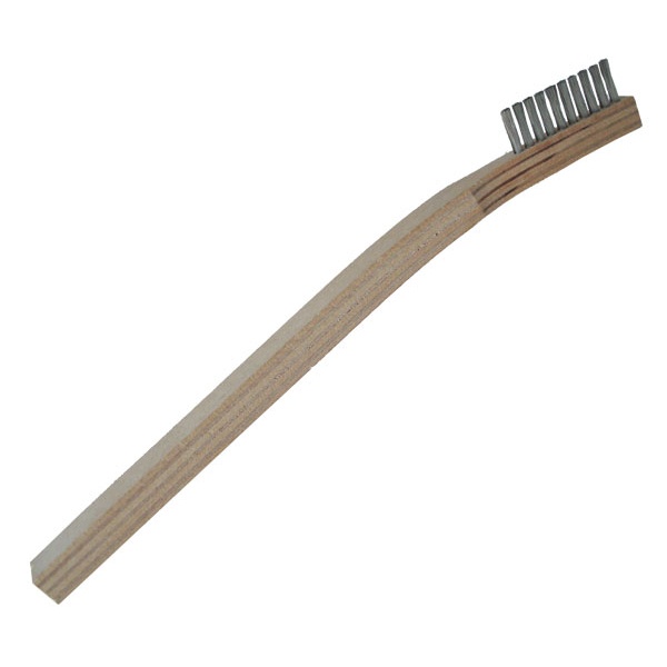 1 x 10 Row 0.006" Stainless Steel and Plywood Handle Scratch Brush 1