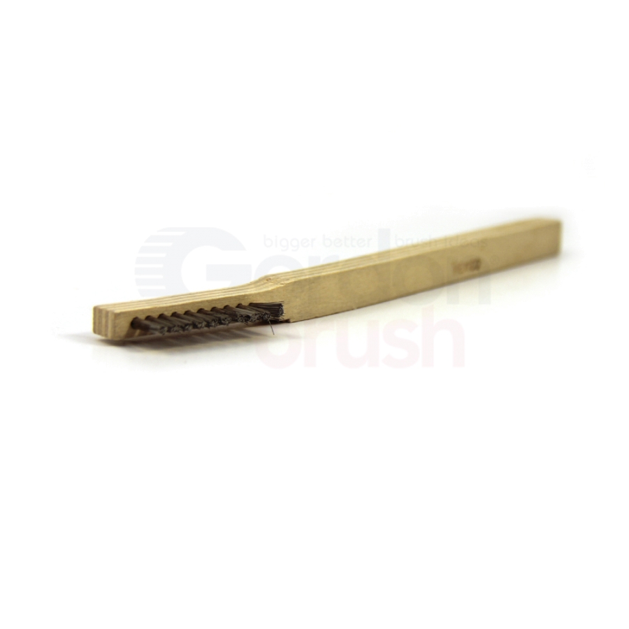1 x 10 Row 0.006" Stainless Steel Bristle and Plywood Handle Scratch Brush 2
