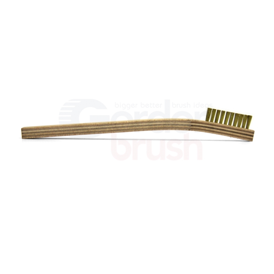 1 x 10 Row .003" Brass Bristle and Plywood Handle Scratch Brush 3
