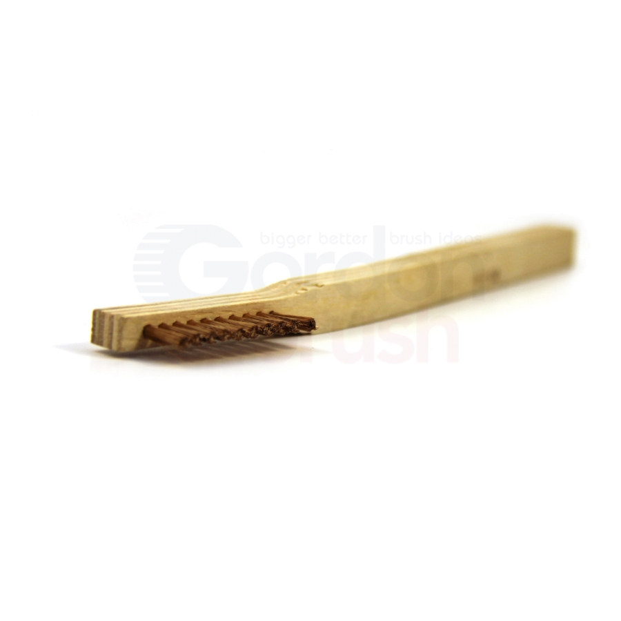 1 x 10 Row .006" Phosphor Bronze Bristle and Plywood Handle Scratch Brush 2