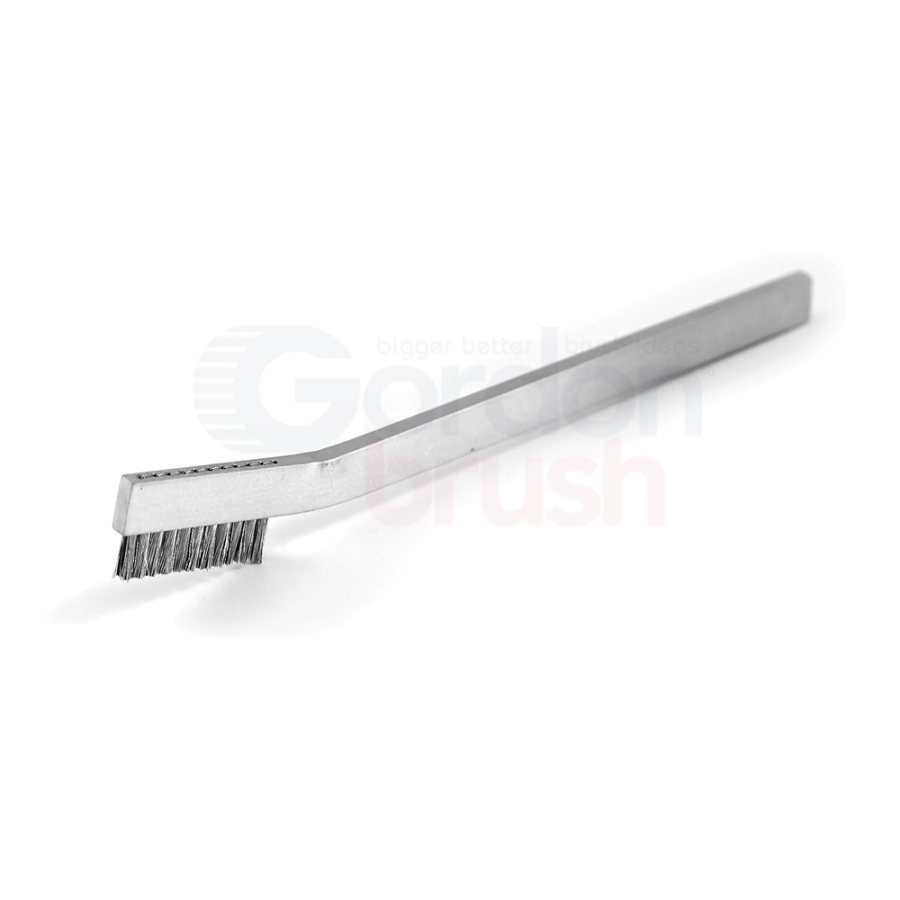 1 x 11 Row 0.006" Stainless Steel Wire and Aluminum Handle Heavy Duty Hand-Laced Scratch Brush