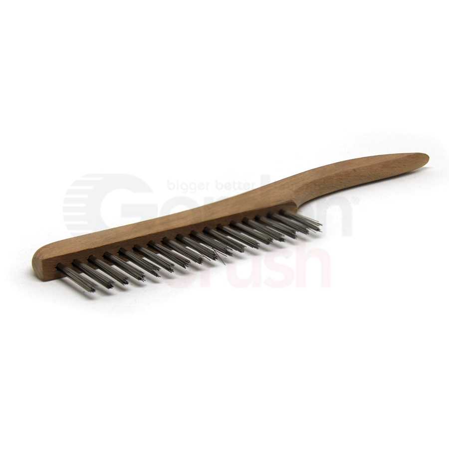 1 x 17 Row 0.012" Stainless Steel Wire and Wood Shoe Handle Scratch Brush 2
