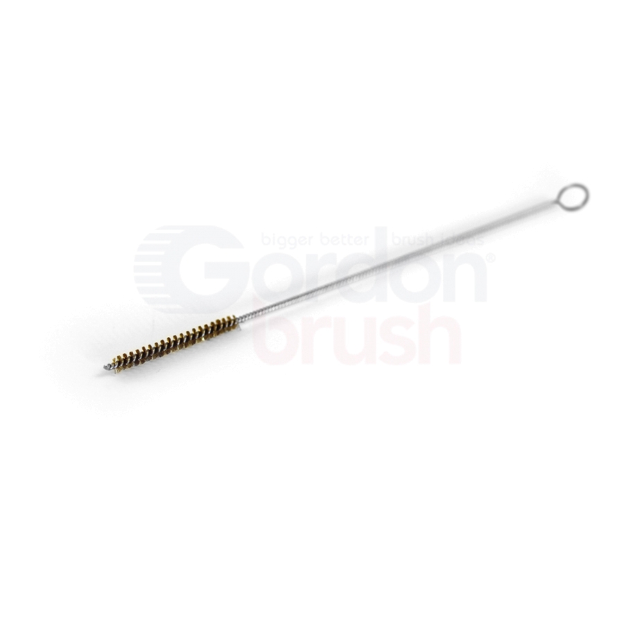 .100" Diameter Brass Filament and Stainless Steel Stem Single-Spiral brush with Ring Handle