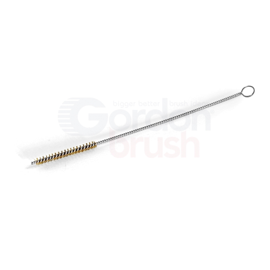 .110" Diameter Brass Filament and Stainless Steel Stem Single-Spiral brush with Ring Handle