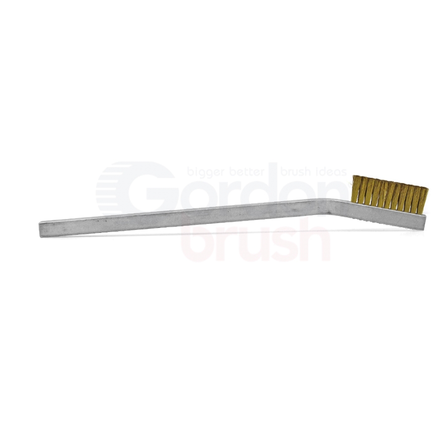 2 x 11 Row 0.003" Brass Wire and Aluminum Handle Hand-Laced Scratch Brush 3