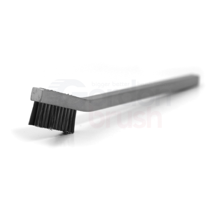 2 x 11 Row 0.003" Stainless Steel Wire and Aluminum Handle Hand-Laced Scratch Brush