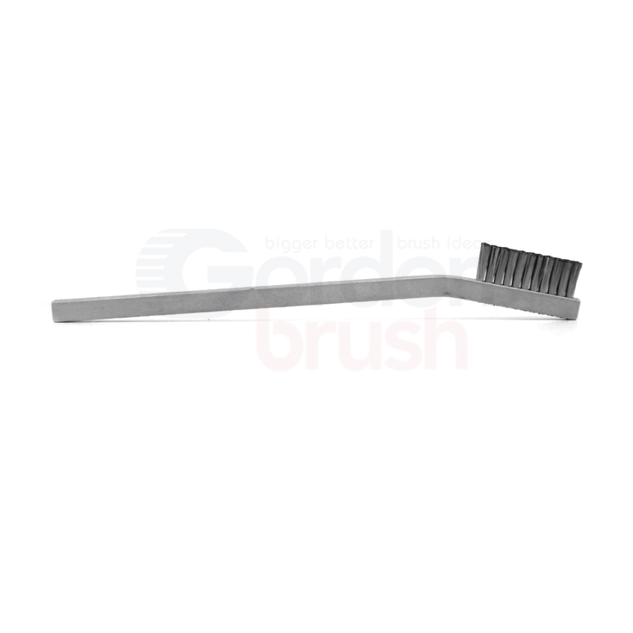 2 x 11 Row 0.003" Stainless Steel Wire and Aluminum Handle Hand-Laced Scratch Brush 3