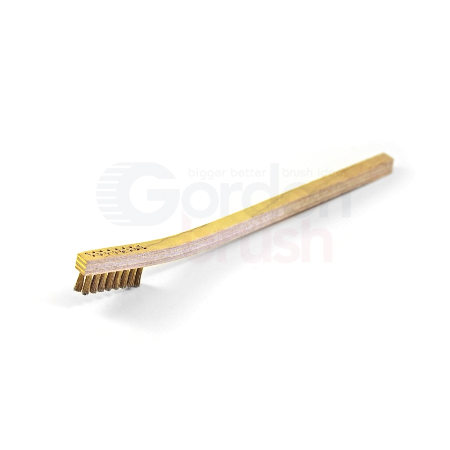 2 x 8 Row 0.006" Brass Bristle and Plywood Handle Scratch Brush