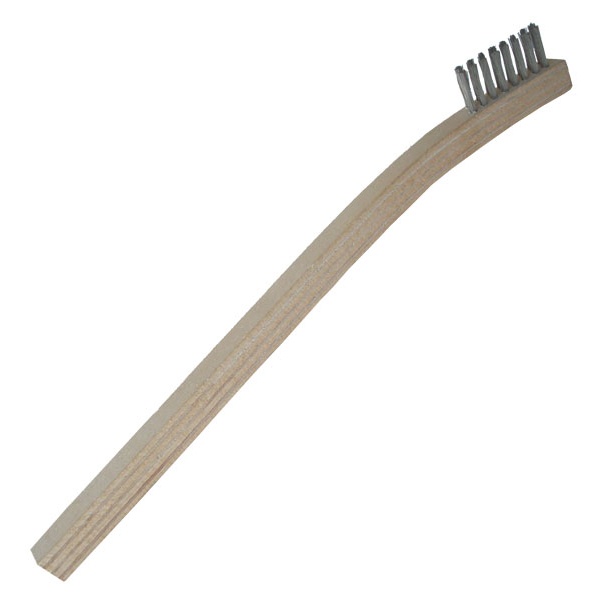 2 x 8 Row .006" Stainless Steel Bristle and Plywood Handle Scratch Brush