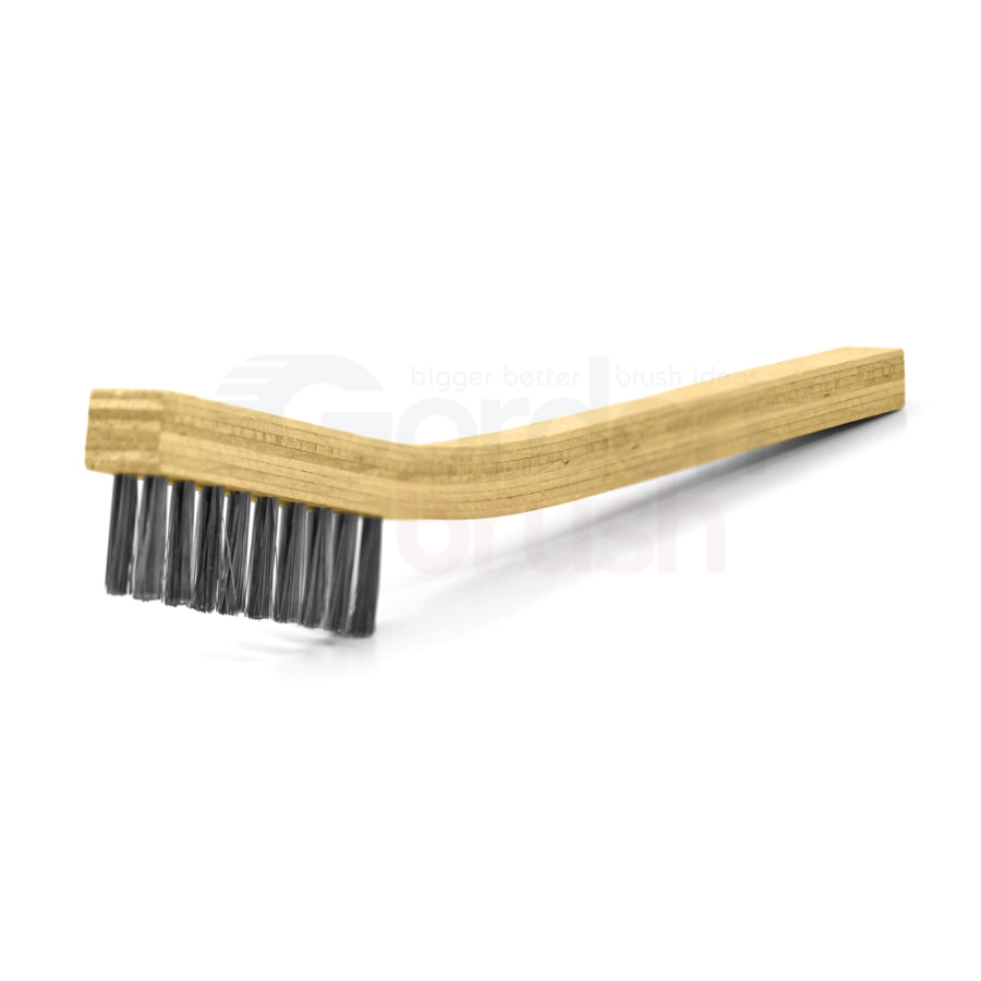 2 x 9 Row 0.006" Stainless Steel Bristle and Wood Handle Brush