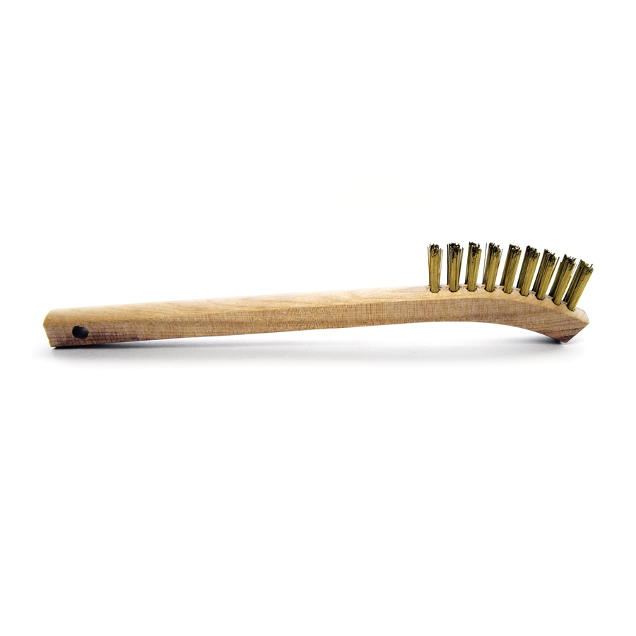 4 x 9 Row 0.008 Brass Bristle and Plywood Handle Large Scratch Brush