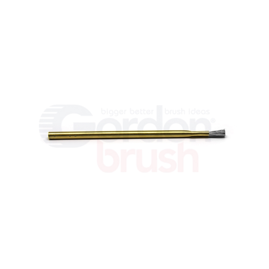 3/16" Diameter, .006" Stainless Steel Bristle, 3/8" Trim and Brass Handle Applicator Brush 2