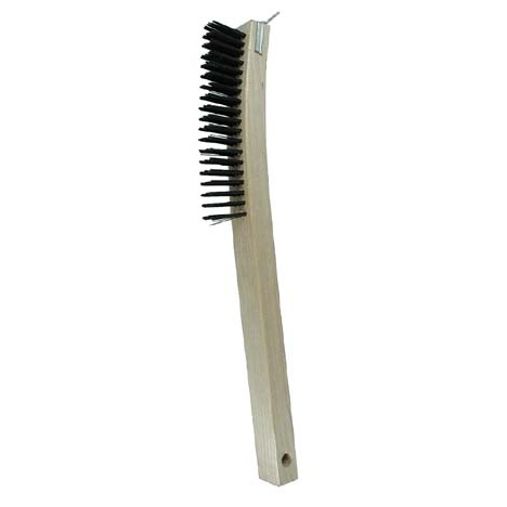 3 x 19 Row 0.012" Stainless Steel Wire and 13-3/4" Wood Handle with Scraper Scratch Brush