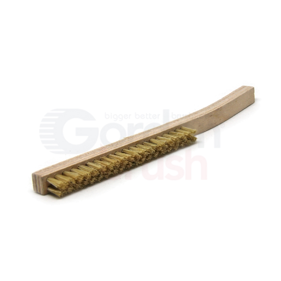 3 X 20 Row Anti-Static Hog Bristle and Narrow Curved Plywood Handle Plater's Brush 2