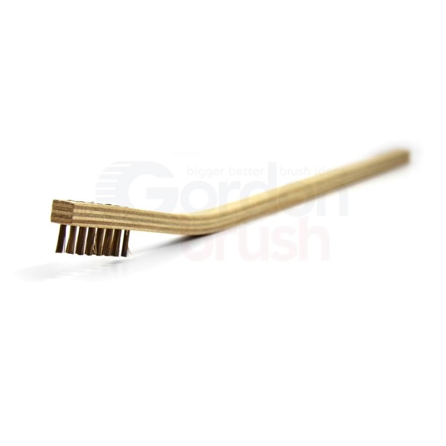 3 x 7 Row 0.006" Brass Bristle and Long Handle Plywood Scratch Brush 1