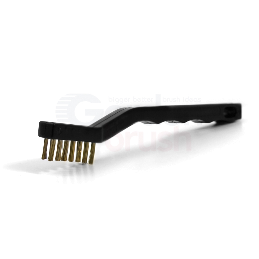 United Abrasives SAIT 05768 3 x 7 Brass Scratch Brush Small Cleaning Brush  with Plastic Handle