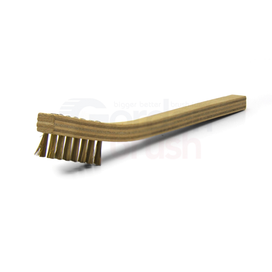 3 x 7 Row 0.006" Brass Bristle and Plywood Handle Scratch Brush 1