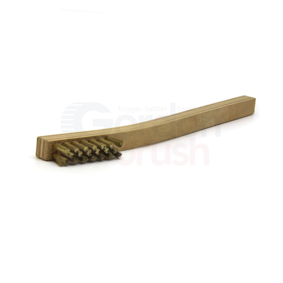 3 x 7 Row 0.006" Brass Bristle and Plywood Handle Scratch Brush 2