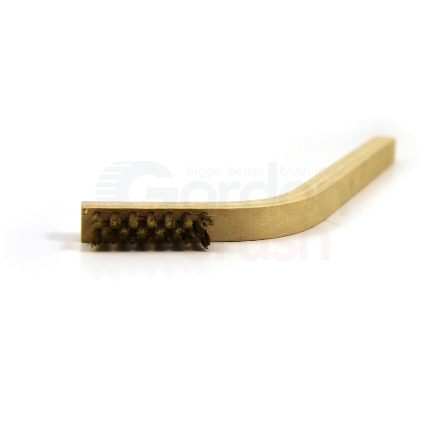 3 x 7 Row 0.006" Brass Wire and 60° Bent Handle Scratch Brush 2
