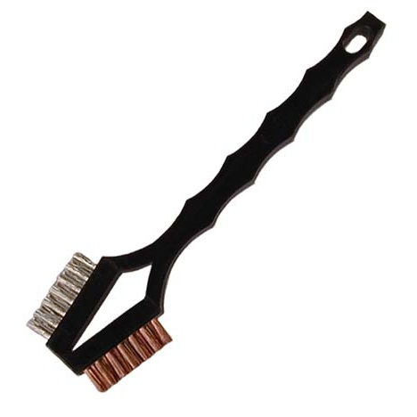3 x 7 Row 0.006" Stainless Steel and 0.006" Phosphor Bronze Bristle, Plastic Handle Double-Headed Brush 1