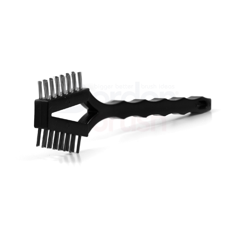 3 x 7 Row 0.006" Stainless Steel and 0.006" Stainless Steel Bristle, Plastic Handle Double-Headed Brush