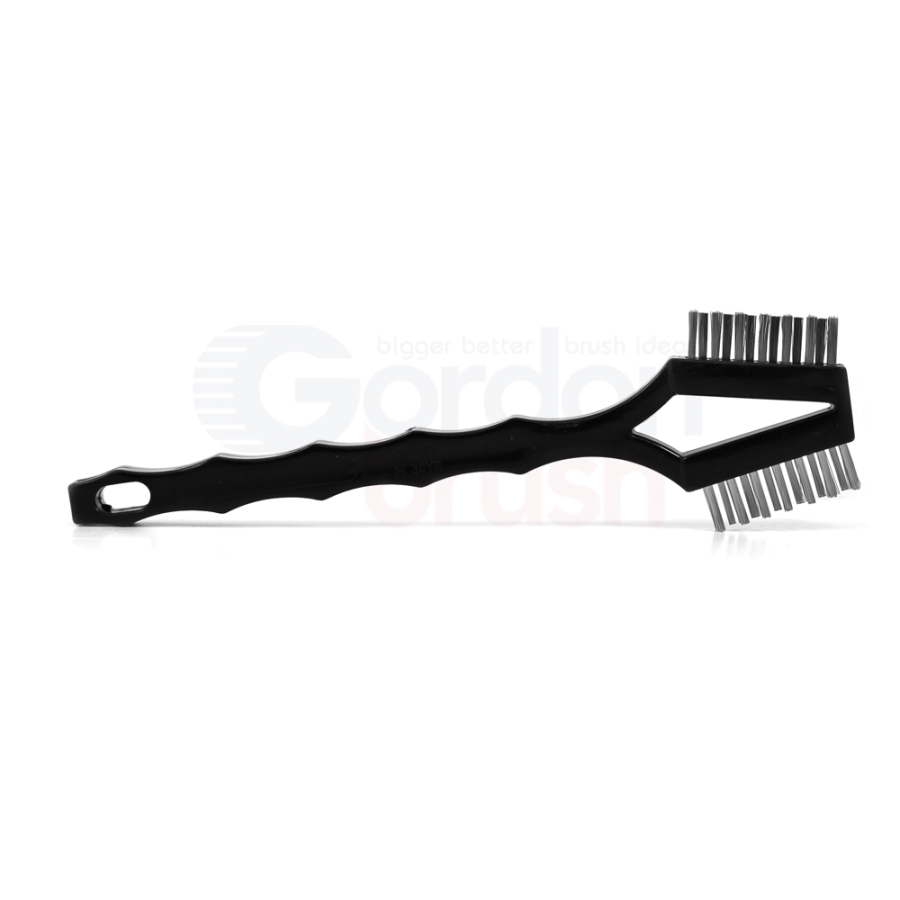 3 x 7 Row 0.006" Stainless Steel and 0.006" Stainless Steel Bristle, Plastic Handle Double-Headed Brush 3