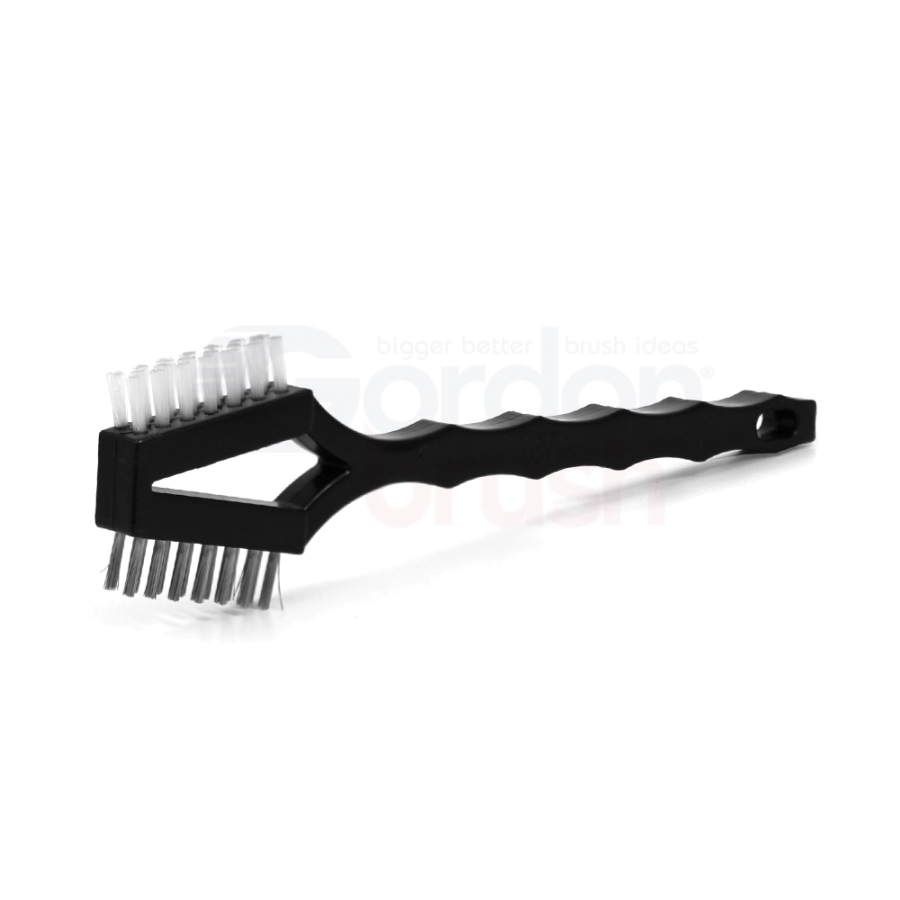 3 x 7 Row 0.006" Stainless Steel and 0.016" Nylon Bristle, Plastic Handle Double-Headed Brush
