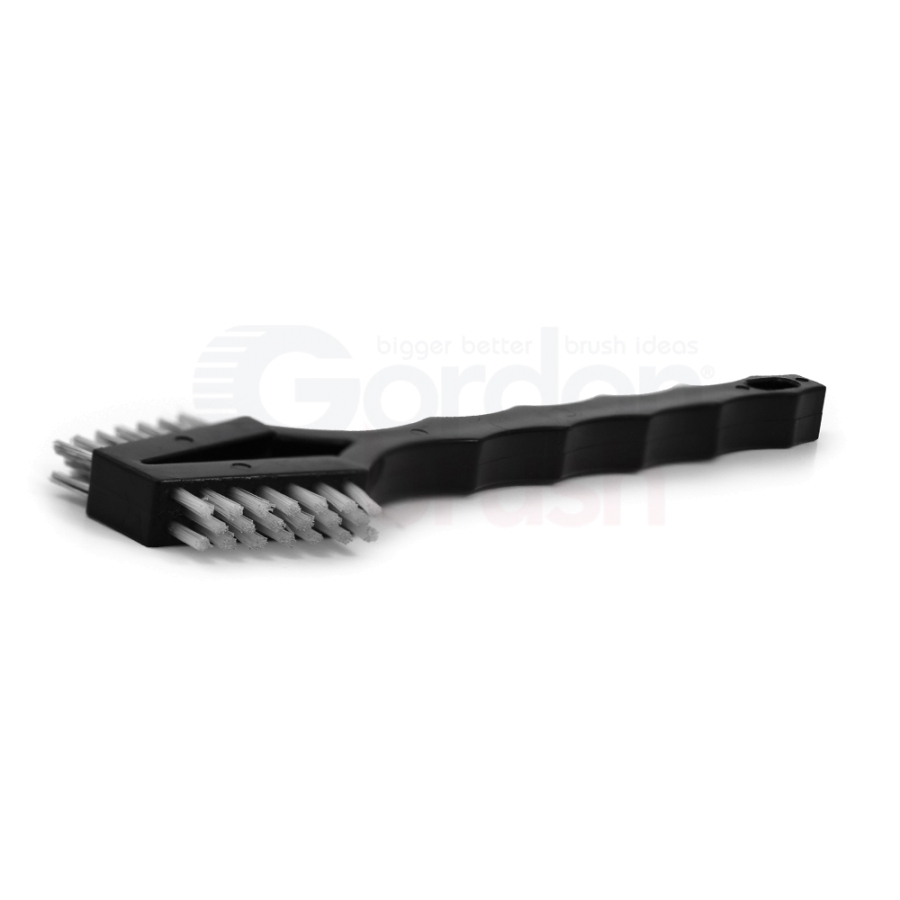 3 x 7 Row 0.006" Stainless Steel and 0.016" Nylon Bristle, Plastic Handle Double-Headed Brush 2