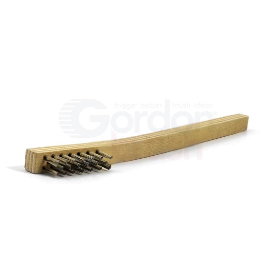 3 x 7 Row 0.006" Stainless Steel Bristle and Plywood Handle Scratch Brush 2
