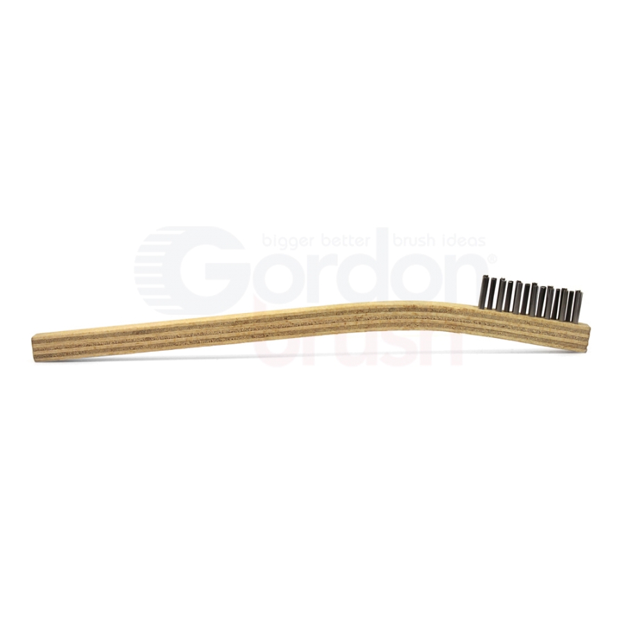 3 x 7 Row 0.006" Stainless Steel Bristle and Plywood Handle Scratch Brush 3
